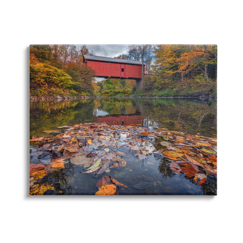 Stupell Industries Autumnal Foliage River Bridge Canvas Wall Art, Design by Rick Berk