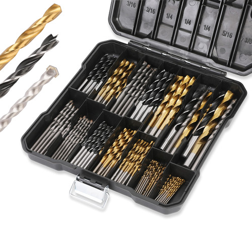 PLATINUMEDGE 140PC Multi-Purpose Drill Bits Set, 88PC Titanium Twist Drill Bits 26 Pieces Masonry Drill Bits 26 Pc Brad Point Drill Bits, with Hard Storage Case, for Wood, Metal, Masonry, etc.