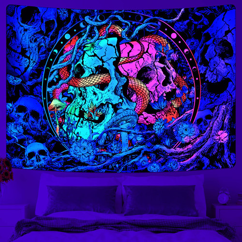 Krelymics Blacklight Skull Tapestry UV Reactive Mushroom Tapestry Snake Tapestry Black Light Flowers Tapestries Aesthetic Tapestry Wall Hanging for Room, Glow in The Dark(59.1 x 82.7 inches) Krelymics Blacklight Skull Tapestry UV Reactive Mushroom Tapestry Snake Tapestry Black Light Flowers Tapestries Aesthetic Tapestry Wall Hanging for Room, Glow in The Dark(59.1 x 82.7 inches)