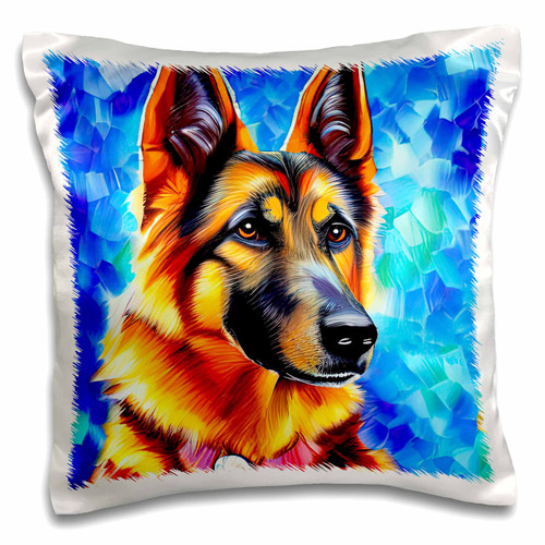 3dRose Cute German Shepherd Dog on Blue. Digital Painting Gift for... - Pillow Cases (pc-376114-1) 3dRose Cute German Shepherd Dog on Blue. Digital Painting Gift for... - Pillow Cases (pc-376114-1)