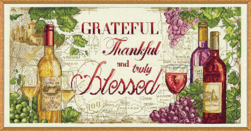 Design Works Crafts, Grateful Wine Counted Cross Stitch Kit