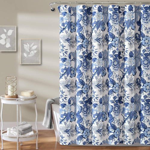 Lush Decor Sydney Shower Curtain, 72" x 72", Navy & White