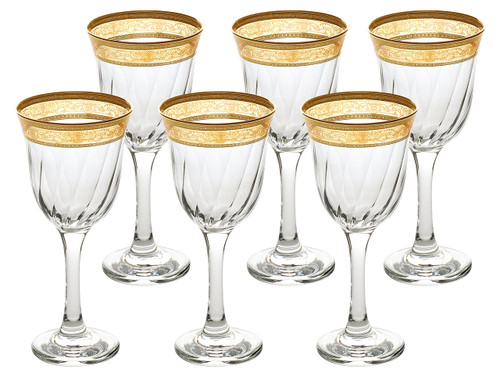 Lorren Home Trends White Wine Melania Collection Bowl, Set of 6, Amber