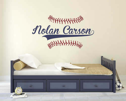 Personalized Name Baseball Wall Decal - Bedroom Wall Decals - Nursery Wall Decals - Boys Baseball Art Vinyl Sticker