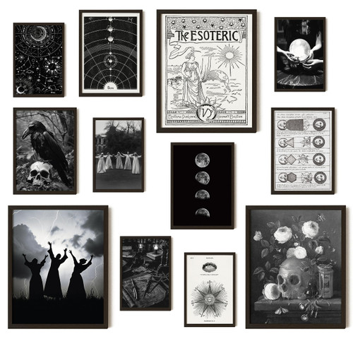 97 DECOR Gothic Home Decor - Witchy Decor Aesthetic Halloween Decor, Gothic Wall Decor, Spooky Home Decor, Goth Room Decor, Creepy Art Prints Scary Picture Witch Decoration for Home Bedroom (UNFRAMED)