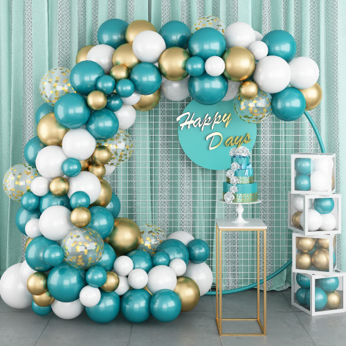 Matte Turquoise Blue Pearl White Balloons Garland Arch Kit Metallic Gold Balloon with Gold Confetti Latex Balloon Teal Blue Balloons Chrome Gold Party Decorations Supplies Birthday Baby Shower Matte Turquoise Blue Pearl White Balloons Garland Arch Kit Metallic Gold Balloon with Gold Confetti Latex Balloon Teal Blue Balloons Chrome Gold Party Decorations Supplies Birthday Baby Shower