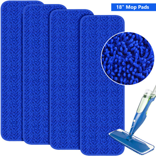 Mop Pads Microfiber Cleaning Pads for Bona Mops 18 Inch Mops- Washable Mop Pad Replacements Reusable Hardwood Floor Cleaner Pads Refills for Hardwood Floor Hard Surface Wet Dry Cleaning 4 Pack