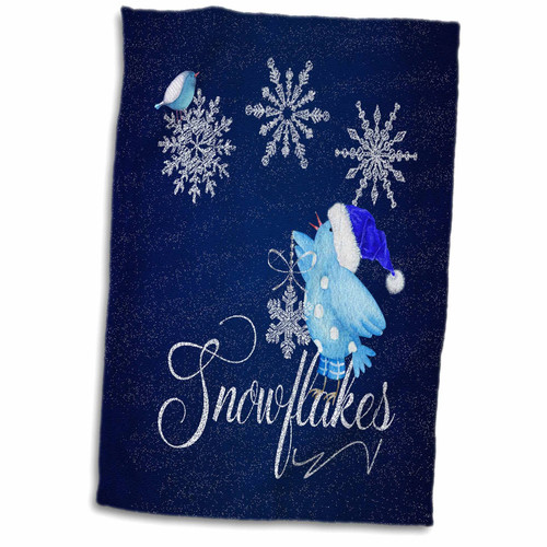 3dRose Two Bluebirds with Nest and Eggs in Watercolor Hues of Blue and Brown Towel, 15" x 22"