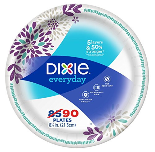 Dixie Everyday Paper Plates, 8 ½ Plate, 90 Count, Lunch or Light Dinner Size Printed Disposable Plates