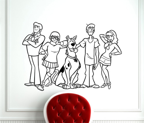 Scooby-Doo Wall Decal Scooby Doo Characters Kids Cartoon Vinyl Sticker Nursery Room Interior Decoration Home Kids Room Art Design Removable Waterproof Mural (407z)