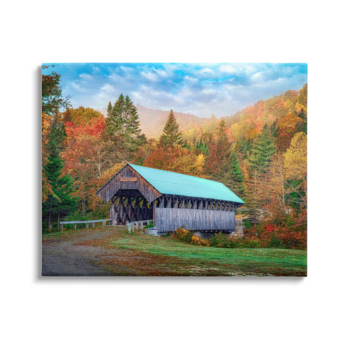 Stupell Industries Woodland Covered Bridge Mountain Foliage Canvas Wall Art, Design by Rick Berk