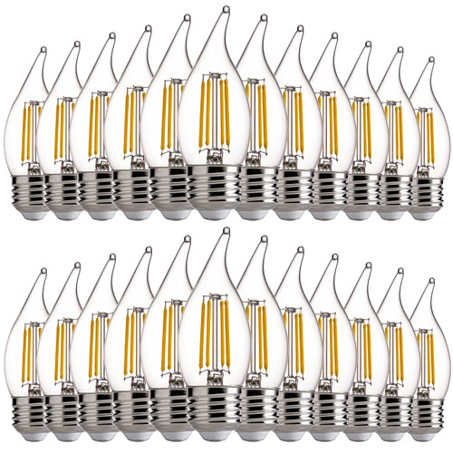 FLSNT LED Candelabra Light Bulbs E26 Base, 60 Watts Equivalent Dimmable LED Chandelier Light Bulbs, 2700K Soft White, 24 Pack