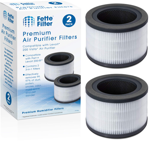 Fette Filter - Air Purifier Replacement Filter Compatible with LEVOIT Vista 200 Air Purifier 3-in-1 Nylon Pre-Filter, True HEPA Filter, High-Efficiency Activated Carbon Filter, Compare to Vista 200-RF (2)