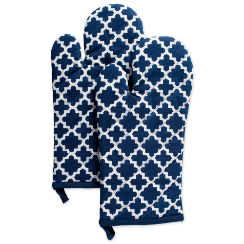 DII Lattice Basics Collection Kitchen Essentials, Oven Mitt Set, Nautical Blue, 2, Piece