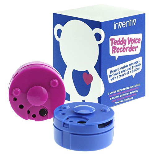 2 Pack, Inventiv 20 Second Voice Sound Recorder Recordable Module For Plush Toy, Stuffed Teddy Bear Animal, Record Custom Messages (Pink/Blue)