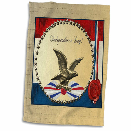 3dRose Independence Day, Bronze Eagle with Gold Stars and Patriotic Banner - Towels (twl-192600-1)
