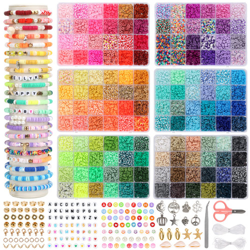 QUEFE 15000pcs, 144 Colors Clay Beads, Charm Bracelet Making kit for Girls 8-12, Polymer Heishi Beads for Jewelry, for Crafts Christmas Gifts QUEFE 15000pcs, 144 Colors Clay Beads, Charm Bracelet Making kit for Girls 8-12, Polymer Heishi Beads for Jewelry, for Crafts Christmas Gifts