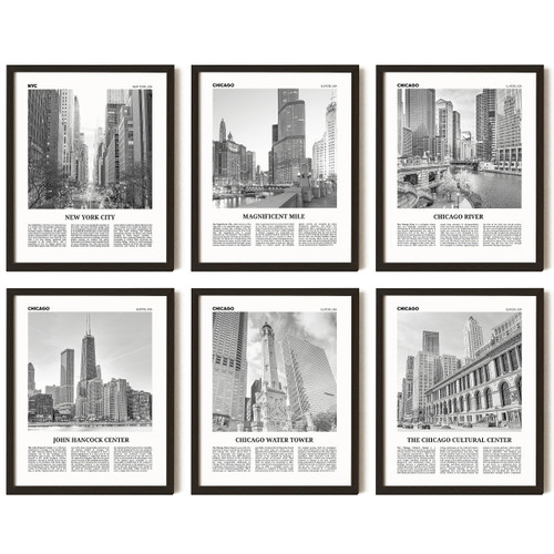97 DECOR Chicago Skyline Wall Art - Black And White Chicago Wall Art, Chicago City Pictures for Wall Decor, Cityscape Poster Landscape Artwork Living Room Prints for Bedroom Decoration (8x10 UNFRAMED)
