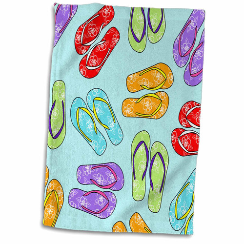 3D Rose Colorful Flip Flop Print-Blue Background Hand/Sports Towel, 15 x 22 3D Rose Colorful Flip Flop Print-Blue Background Hand/Sports Towel, 15 x 22