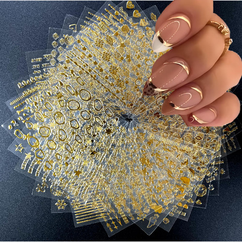 30 Sheets Gold Nail Art Stickers 3D Self-Adhesive Nail Decals Gold Line Star Nail Stickers for Acrylic Nails Gold Leaf Diamond Nail Supplies for Women 30 Sheets Gold Nail Art Stickers 3D Self-Adhesive Nail Decals Gold Line Star Nail Stickers for Acrylic Nails Gold Leaf Diamond Nail Supplies for Women