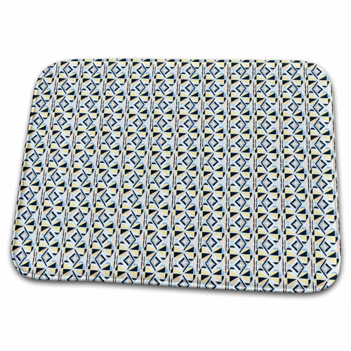 3dRose Abstract pattern of diamonds, squares of blue, black,... - Dish Drying Mats (ddm-294779-1)