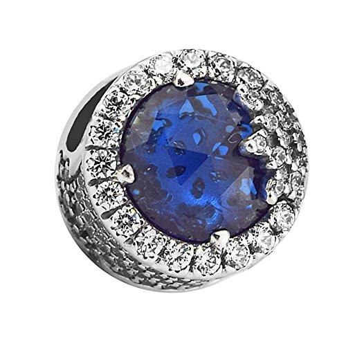 FASHICON Christmas Winter Dazzling Snowflake Charm, Twilight Blue Crystals & Clear CZ Beads 925 Sterling Silver DIY Fits for Original Bracelets Charm Fashion Jewelry