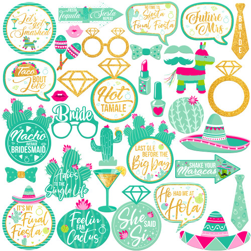KatchOn, Bachelorette Party Photo Booth Kit - Pack of 35 | Mexican Party Photo Booth Props, Fiesta Bridal Shower Decorations | Bridal Shower Selfie Props, Last Fiesta Bachelorette Party Decorations