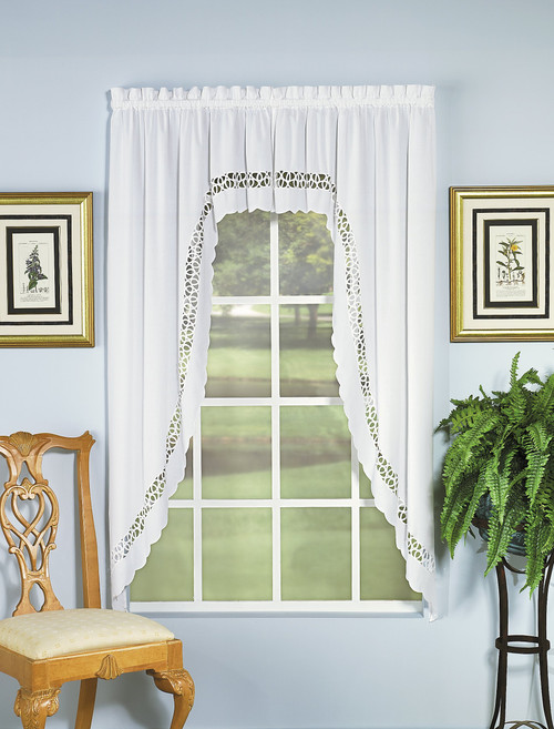 Today's Curtain Hellina Tapework Window Swagger, 63-Inch, White - Hellina CA1800K