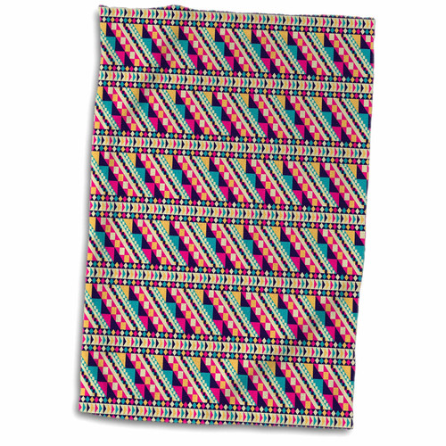3dRose Pink, Orange, and Light Blue Southwestern Sideway Rows - Towels (twl-239931-1)