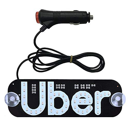 DONJON, LED Light Sign Logo,Uber Flashing Hook on Car Window with DC12V Car Charger Inverter(Green) for Rideshare Driver Uber Light up Sign (Uber-Green)(New)