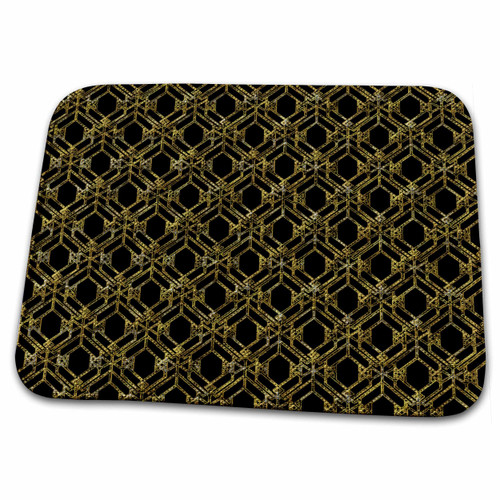 3dRose Black and Image Of Gold Ornamental Octagon Pattern - Dish Drying Mats (ddm-358892-1)