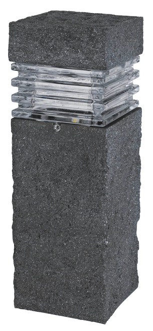 Sterno Home GL33749ST Paradise Low Voltage LED Polyresin Bollard with Textured Stone, Path Light, 3-watt,Black, 1-Pack