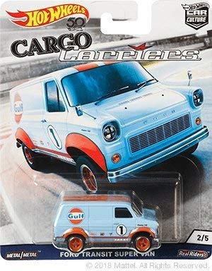 HOT WHEELS 2018 RELEASE CARGO CARRIERS LIGHT BLUE GULF FORD TRANSIT SUPER VAN DIE-CAST