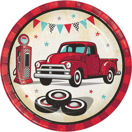 Creative Converting Vintage Red Truck Dessert Plates, 8 ct