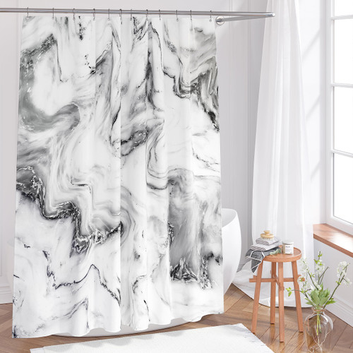 BTTN Grey Marble Shower Curtain, Abstract Modern Decorative Fabric Shower Curtain Set with 12 Plastic Hooks, Weighted Hem, Hotel Luxury Water Resistant Cloth Shower Curtains for Bathroom, 72x72, Gray BTTN Grey Marble Shower Curtain, Abstract Modern Decorative Fabric Shower Curtain Set with 12 Plastic Hooks, Weighted Hem, Hotel Luxury Water Resistant Cloth Shower Curtains for Bathroom, 72x72, Gray