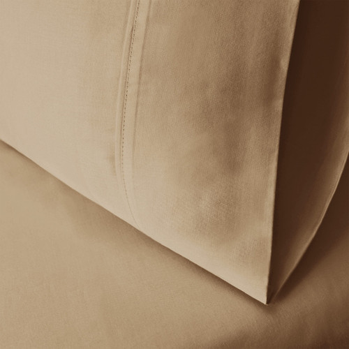 SUPERIOR Combed Cotton, 300 Thread Count Soft and Smooth 2 Piece Pillowcases, Standard, Solid Tan