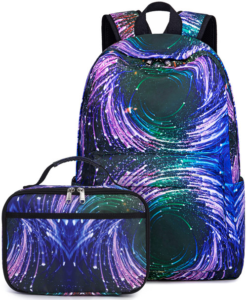 CAMTOP Backpack for Girls Kids School Backpack with Lunch Box Preschool Kindergarten BookBag Set (Tie Dye Starry Blue)