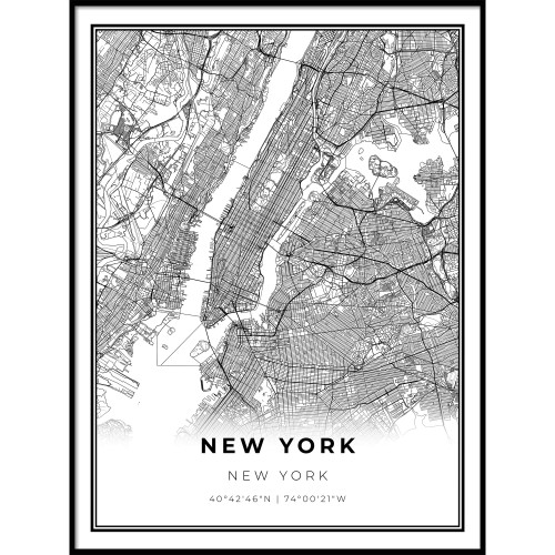 Skanndi New York Map Print, New York City NYC NY USA Map Art Poster, Modern Wall Art, Street Map Artwork 11x14