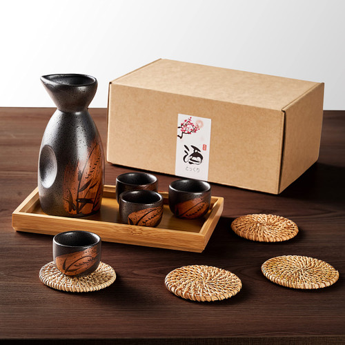 RECEESOON 10 Piece Traditional Japanese Sake Set with Tray, Korean Soju Glass, Black Sake Cups, Saki Cup Set, Japanese Gifts Set RECEESOON 10 Piece Traditional Japanese Sake Set with Tray, Korean Soju Glass, Black Sake Cups, Saki Cup Set, Japanese Gifts Set