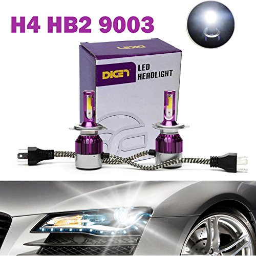 H4 9003 HB2 LED Headlight Bulbs 12000LM 120W Hi/Lo Dual Beam Conversion Kit 6000K Cool White Plug & Play COB Chips Super Bright - 2 Yr Warranty (Pair)