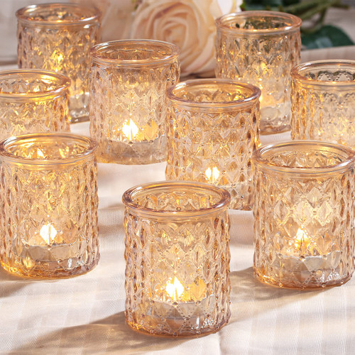 NITIME 12pcs Gold Votive Candle Holders- Tealight Candle Holder for Table Centerpiece, Glass Candle Holder for Wedding Table Decor, Home Decor and Party Decor NITIME 12pcs Gold Votive Candle Holders- Tealight Candle Holder for Table Centerpiece, Glass Candle Holder for Wedding Table Decor, Home Decor and Party Decor