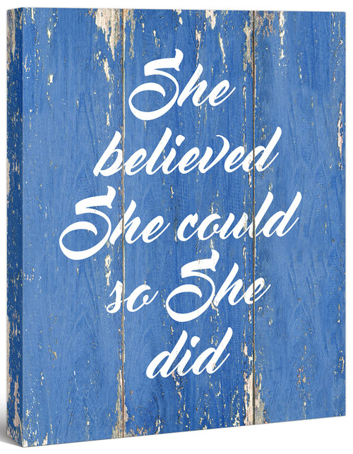 She Believed She Could So She Did - FRAMED - Quote Motivational Wall Art Canvas Print Home Decor, Gallery Wrap Inner Frame, Blue, 7x9 She Believed She Could So She Did - FRAMED - Quote Motivational Wall Art Canvas Print Home Decor, Gallery Wrap Inner Frame, Blue, 7x9