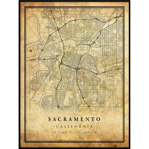 Sacramento map Vintage Style Poster Print | Old City Artwork Prints | Antique Style Home Decor | California Wall Art Gift | map Gifts 20x30 Sacramento map Vintage Style Poster Print | Old City Artwork Prints | Antique Style Home Decor | California Wall Art Gift | map Gifts 20x30