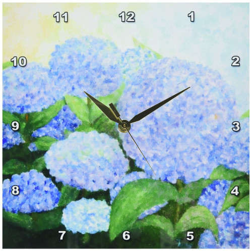 3dRose DPP_59780_1 Painting of Periwinkle Blue Hydrangeas Wall Clock, 10 by 10-Inch