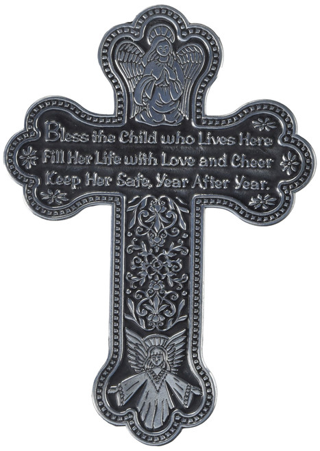 Cathedral Art (Abbey & CA Gift Bless This Girl Baby Cross, 5-1/2-Inch High, Silver Cathedral Art (Abbey & CA Gift Bless This Girl Baby Cross, 5-1/2-Inch High, Silver