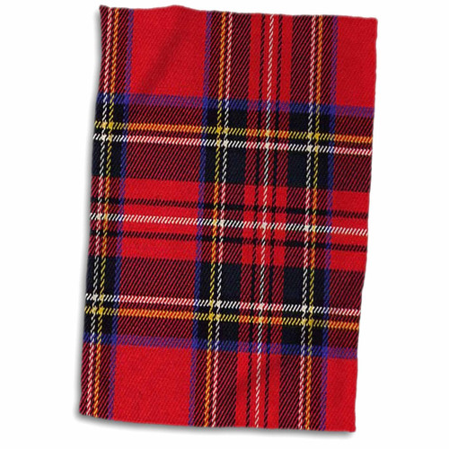 3dRose Turquoise n Blue Plaid Towel, 15" x 22", White
