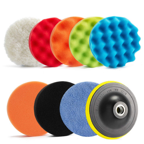 ARESUN Buffing Polishing Pads, 11pcs 6inch 140mm Face for Backing Plate Compound Buffing Sponge and Woolen Pads Cutting Polishing Pad Kit for Car Buffer Polisher, Polishing and Waxing