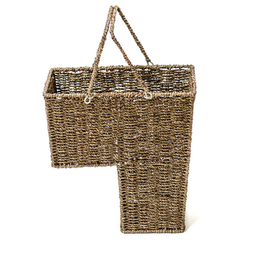 Trademark Innovations 15" Wicker Storage Stair Basket With Handles (Light Brown)