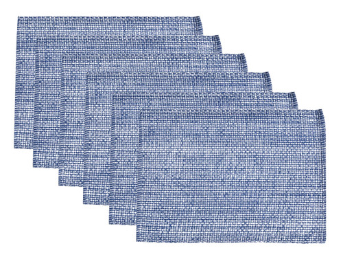 Urban Villa Placemats for Dining Table 100% Cotton Placemats 14''x20'' Over Sized Tablemats Set of 6 Placemats Blue/White Two Tone Tablemats for Family Dinners Wedding Parties Everyday Use Placemats