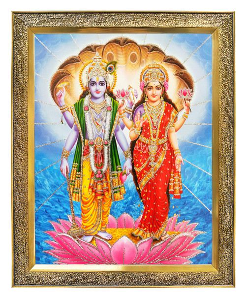 Koshtak Vishnu laxmi ji with sheshnag on Lotus Photo Frame for Wall Hanging/Gift/Temple/puja Room/Home Decor with Unbreakable Acrylic Glass for Worship
